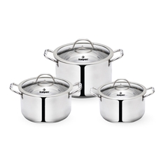 Bộ 3 nồi Inox 5 lớp đáy thành cao Kalpen Glanzer GL1 18-20-24cm