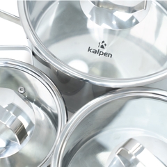 Bộ 3 nồi Inox 5 lớp đáy Kalpen Mendy MD1 16-20-24cm