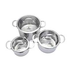 Bộ 3 nồi Inox 304 liền khối Kalpen Kazler KZ1 16-20-24cm