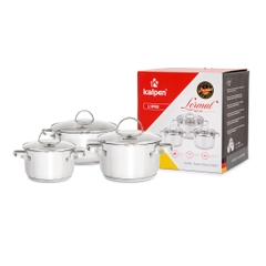 Bộ 3 nồi Inox 5 lớp đáy Kalpen Lermat L1Pro 16-20-24cm