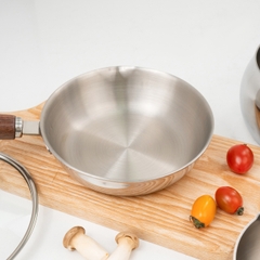 Chảo Inox 304 liền khối miệng rót Kalpen Baby Rinmer RM16 16cm