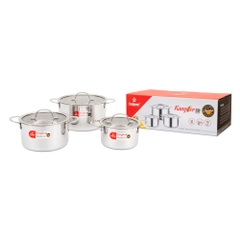 Bộ 3 nồi Inox 304 liền khối Kalpen Kampfer KF1 16-20-24cm