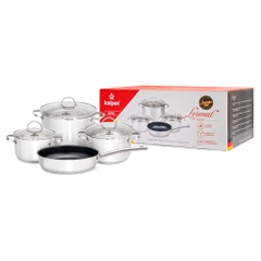 Bộ nồi chảo 4 món Inox 5 lớp đáy Kalpen Lermat L2Pro 18-22-26cm