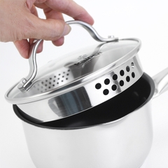 Quánh Inox chống dính 5 lớp đáy miệng rót Kalpen Lermat L14 14cm