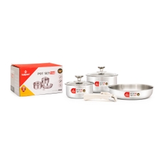 Bộ nồi chảo 3 món Inox 304 liền khối cán rời Kalpen TA1 16-20 chảo 26cm