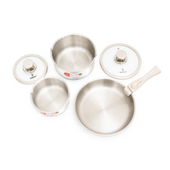 Bộ nồi chảo 3 món Inox 304 liền khối cán rời Kalpen TA1 16-20 chảo 26cm