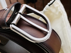 Dây Lưng Montblanc Horseshoe Shiny & Matte Stainless Steel Pin Buckle Sfumato Leather Strap 35mm 118413  