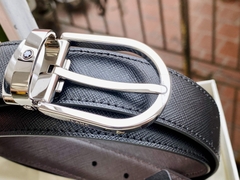 Dây Lưng Montblanc Horseshoe Buckle Shiny Pall-Coated Reversible Black/Brown Saffiano 113834