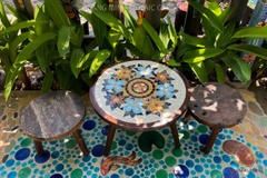 Bàn trà, cafe bằng Gốm Mosaic - Họa tiết Hoa Trạng Nguyên