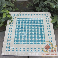 Bàn vuông chấm lục giác xanh