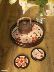 Khay Gốm Mosaic Bát Tràng - Họa Tiết Hoa Anh Đào