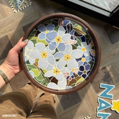Khay Gốm Mosaic Bát Tràng - Họa Tiết Hoa Lam Tinh