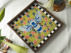 Khay Gốm Mosaic Bát Tràng - Họa Tiết Blue Carpenter Bee