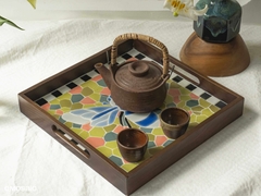 Khay Gốm Mosaic Bát Tràng - Họa Tiết Blue Carpenter Bee