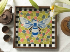 Khay Gốm Mosaic Bát Tràng - Họa Tiết Blue Carpenter Bee