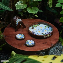 Khay Gốm Mosaic Bát Tràng - Họa Tiết Hoa Lam Tinh