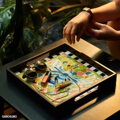 Khay Gốm Mosaic Bát Tràng - Họa Tiết Blue Carpenter Bee