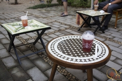 Bàn trà, cafe bằng Gốm Mosaic - Họa tiết Caro