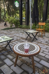 Bàn trà, cafe bằng Gốm Mosaic - Họa tiết Caro