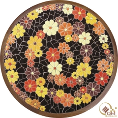 Bàn trà, cafe bằng Gốm Mosaic - Họa tiết Cúc Ngũ Sắc