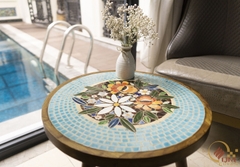Bàn trà, cafe bằng Gốm Mosaic - Họa tiết Hoa Cỏ Mùa Xuân