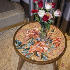 Bàn trà, cafe bằng Gốm Mosaic - Họa tiết Hoa Hồng