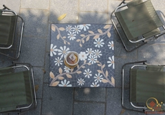 Bàn trà, cafe bằng Gốm Mosaic - Họa tiết Cúc Chi