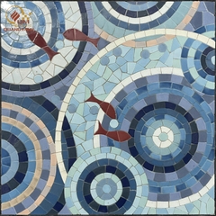 Bàn trà, cafe bằng Gốm Mosaic - Họa tiết Lam Thủy