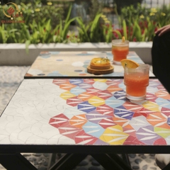Bàn trà, cafe bằng Gốm Mosaic - Họa tiết Cát Tường