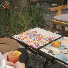 Bàn trà, cafe bằng Gốm Mosaic - Họa tiết Cát Tường
