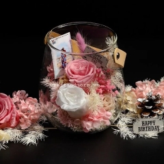 Bình hoa HỒNG khô trang trí để bàn handmade