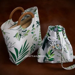 Túi vải canvas quai gỗ thời trang