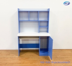 Bàn học liền giá sách màu xanh dương