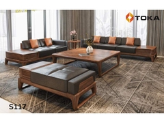 Bộ Sofa BRICO S-117 gỗ óc chó cao cấp