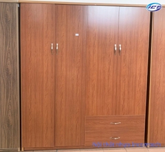 Tủ quần áo 4 cánh 2 ngăn kéo màu vân gỗ đỏ