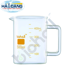 Cốc thủy tinh chia vạch có quai 500ml, BLS.1001.18 hãng Biohall - Đức