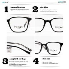 [B29] [17134-7110] Gọng kính cận nam nữ  chính hãng ZAC & CODY lõi thép chống gãy  original.29  ZC TR17134 by Eye Center Vietnam