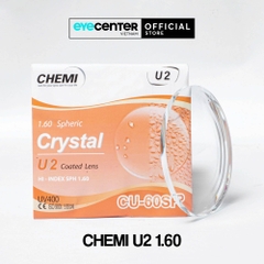 Tròng Kính Chemi U2 Chiết Suất 1.60 Crystal UV chống chói