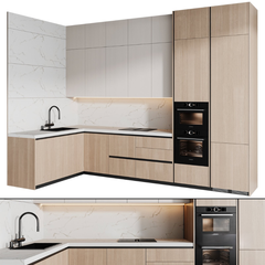 Tủ Bếp Gỗ Vân Đá Trắng Hiện Đại TB-49