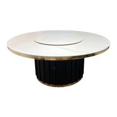Bàn ăn tròn chân sắt sơn tĩnh điện mặt đá ceramic BA-31