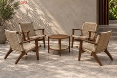Bộ Bàn Ghế Sân Vườn Gỗ Ash Dây Đan BSV-08