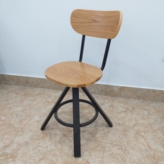 Ghế cafe gỗ chân sắt chụm có lưng tựa GCF-26