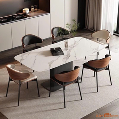 Bộ bàn ăn 6 ghế phong cách Bắc Âu lưng polywood  BBA-108