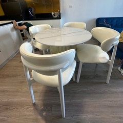 Bộ bàn ăn tròn mặt đá 4 ghế Oleandro hiện đại BBA-37
