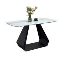 Bàn ăn mặt đá chân sắt chữ O BA-20