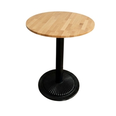 Bàn cafe tròn mặt gỗ cao su chân sắt mâm gang BCF-31