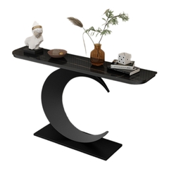 Bàn console hình mặt trăng 30x120x85cm chân sắt mặt đá BCL-37