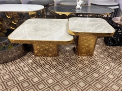 Bàn trà sofa inox mặt đá hiện đại BTI-07