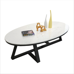 Bàn sofa mặt đá hình elip chân sắt sơn tĩnh điện BTS-48