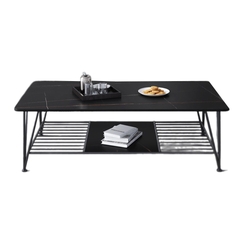 Bàn salon 2 tầng 50x100cm mặt đá chân sắt BTS-42